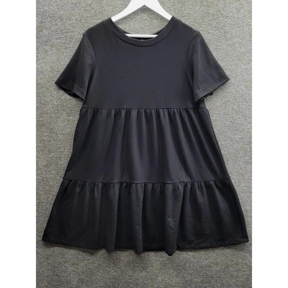 Ava + Esme T-Shirt Dress Women's Small Black Comfy Knee Length NWT MSRP $118
